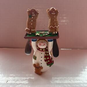 Vintage Boston warehouse Set 2 Gingerbread knives in snowman breadboard / butter